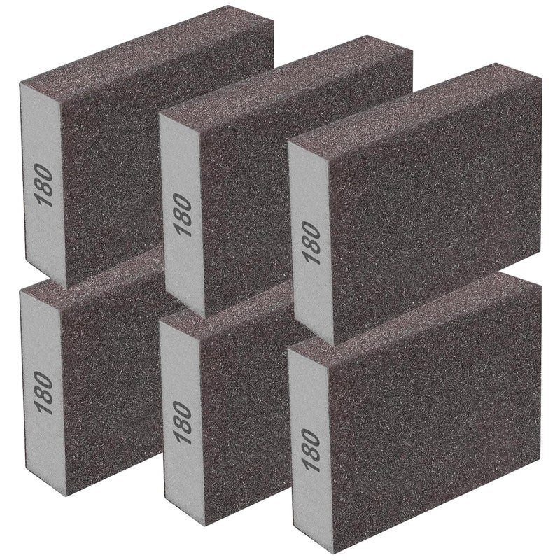 Eoppen 6Pcs Sanding Sponge 180 Grit Sanding Block Washable and Reusable for Wood, Metal, Wall Polish - Image 1